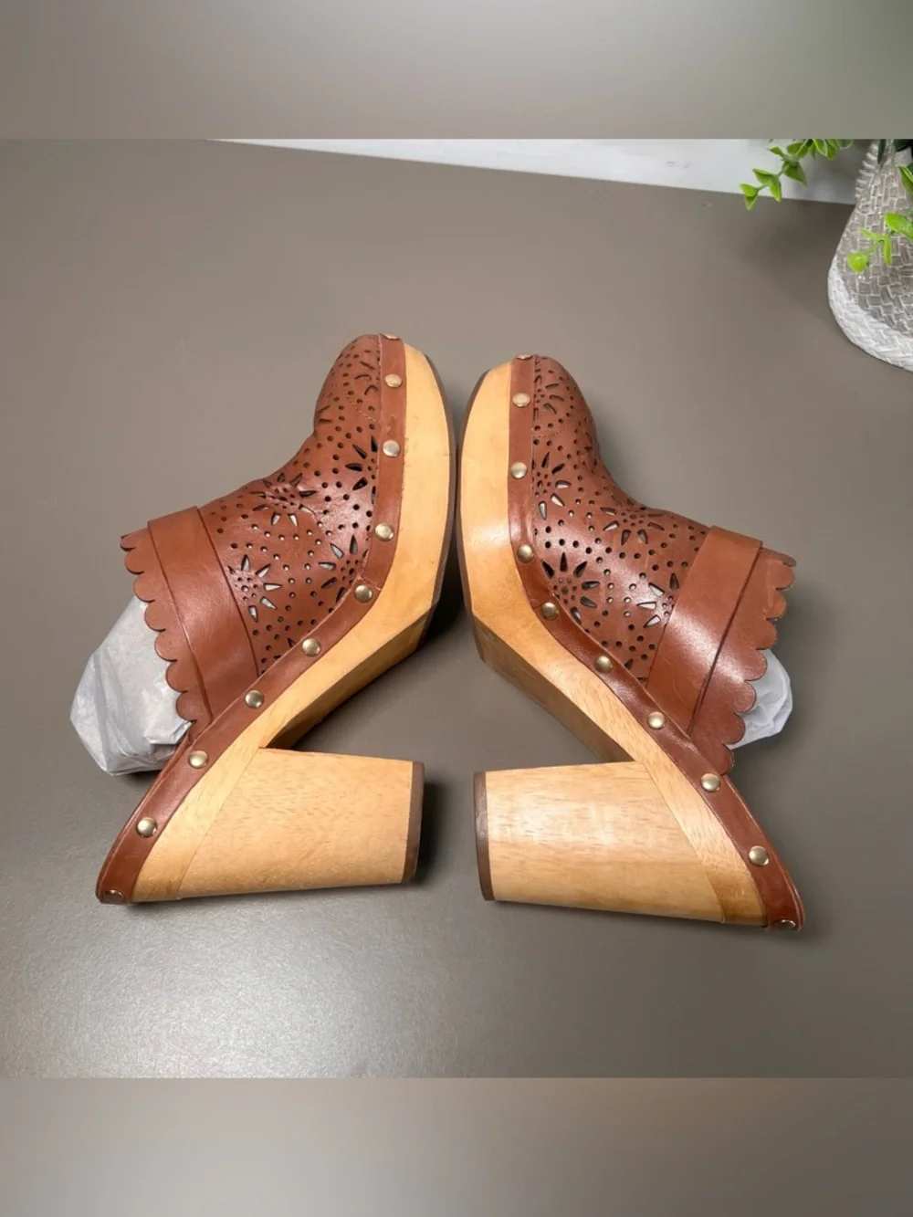 Kate Spade Cala Brown Leather Heel Clogs Women’s Size 9 - Picture 4 of 9